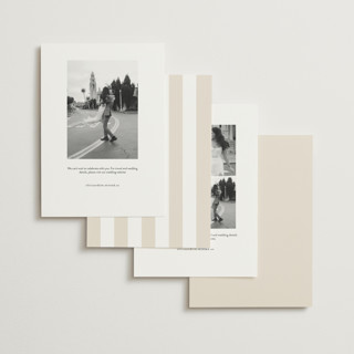 This is a almond save the date with standard by Eric Clegg called modern romance printing on signature in standard