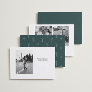 This is a sage save the date with standard by Leah Bisch called pair of calla lilies printing on recycled smooth signature in standard