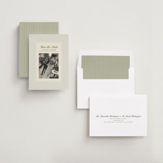 This is a pale blue save the date with standard by Ellen Schlegelmilch called hayden printing on recycled smooth signature in standard