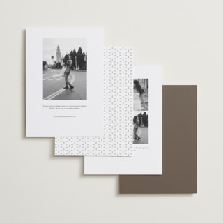 This is a taupe save the date with standard by Kristen Smith called atlas printing on recycled smooth signature in standard