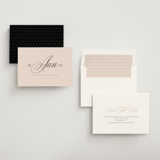 This is a champagne save the date with standard by Lori Wemple called simple date printing on signature in standard