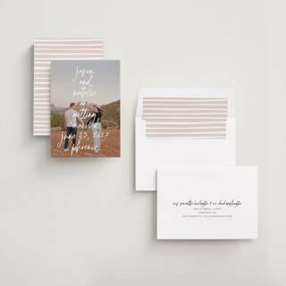 This is a marshmallow save the date with standard by Keen Peachy called oh by the way printing on recycled smooth signature in standard