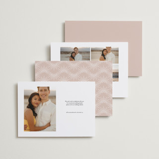 This is a opal save the date with standard by Cat Caudillo called love snaps printing on recycled smooth signature in standard
