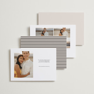 This is a almond save the date with standard by Stephanie Hawkes called say less printing on recycled smooth signature in standard