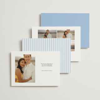 This is a pearl save the date with standard by Megan Davis called cannes printing on signature in standard