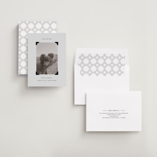 This is a cream save the date with standard by Jenny Millington called scrapbook frame printing on recycled smooth signature in standard