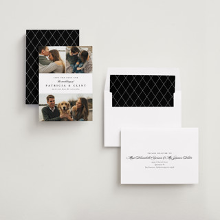 This is a icicle save the date with standard by Stacey Meacham called classic trio printing on recycled smooth signature in standard