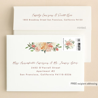 This is a peach sweet sixteen birthday party invitations with foil pressed by Becky Nimoy called floral filled 16 printing on strathmore in standard