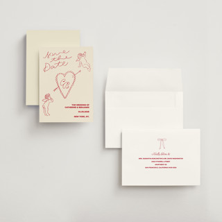 This is a cream save the date with standard by Helena Vitto called crazy little thing called love printing on signature in grand