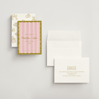 This is a macaron save the date with standard by Pink House Press called paris printing on signature in grand