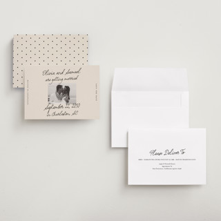 This is a linen save the date with standard by Kercia Jane called written in love printing on recycled smooth signature in grand