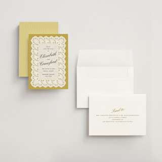 This is a citrine save the date with standard by Olivia Kanaley Inman called eyelet printing on signature in grand