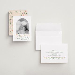 This is a spring save the date with standard by Phrosné Barwood called spring draped garland printing on recycled smooth signature in grand