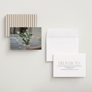 This is a chiffon save the date with standard by Heather Schertzer called updated printing on recycled smooth signature in grand