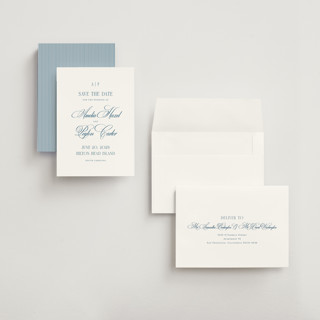 This is a ocean save the date with standard by Kelly Schmidt called hilton printing on signature in grand