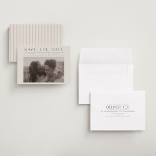 This is a mist save the date with standard by Christy Hy Lee called you and me printing on recycled smooth signature in grand