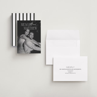 This is a pearl save the date with standard by Mellary Bitner called cover shot printing on recycled smooth signature in grand