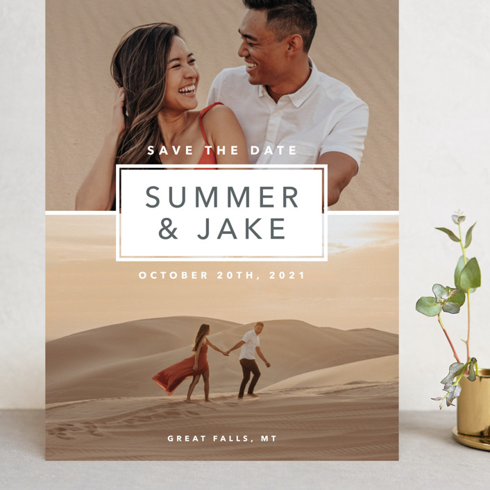 "Summer Love" - Grand Save The Date Cards in Slate by Laura Hamm.