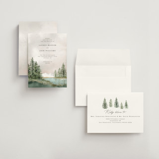 This is a forest save the date with standard by Petra Kern called montagna printing on signature in grand