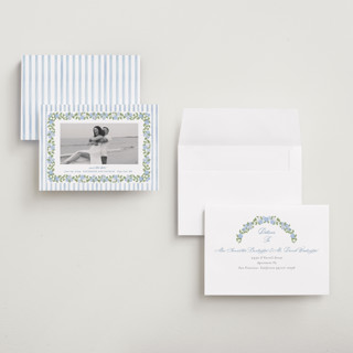 This is a ocean save the date with standard by Creo Study called pillowy border printing on recycled smooth signature in grand