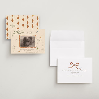 This is a magic save the date with standard by Sumak Studio called pure magic printing on recycled smooth signature in grand