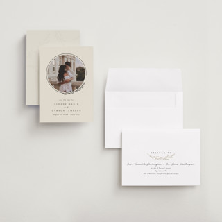 This is a almond save the date with standard by Brianne Larsen called branched printing on recycled smooth signature in grand