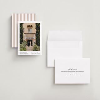 This is a lily save the date with standard by Christy Hy Lee called simple space printing on recycled smooth signature in grand