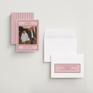 This is a gumdrop save the date with standard by Pati Cascino called ticket printing on recycled smooth signature in grand