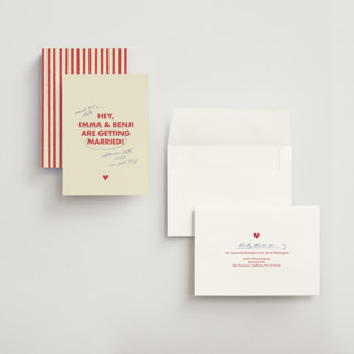 This is a latte save the date with standard by Helena Vitto called love note printing on signature in grand