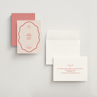 This is a cherry save the date with standard by Megan Davis called croquet printing on signature in grand