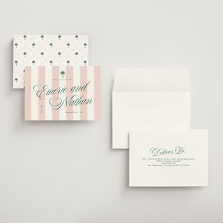This is a taffy save the date with standard by Susan Zinader called palm stripes printing on signature in grand