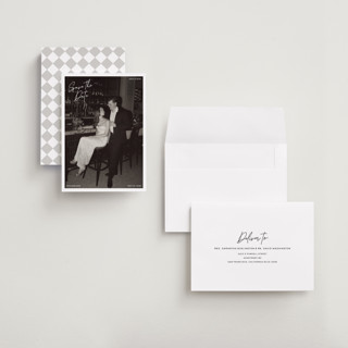 This is a cloud save the date with standard by Inkblot Design called corners printing on recycled smooth signature in grand