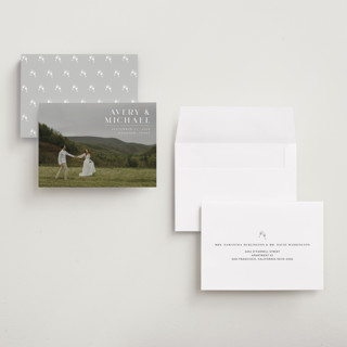This is a ivory save the date with standard by Juneau Designs called hold tight printing on recycled smooth signature in grand