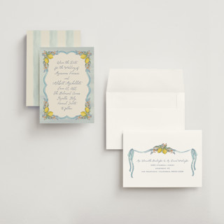 This is a aqua save the date with standard by Chris Griffith called amalfi coast wedding printing on signature in grand