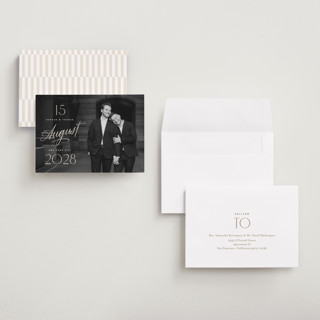 This is a ivory save the date with standard by Oscar and Emma - Karly Depew called the date is set printing on recycled smooth signature in grand