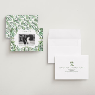 This is a sap save the date with standard by Becky Nimoy called gates and pillars printing on recycled smooth signature in grand