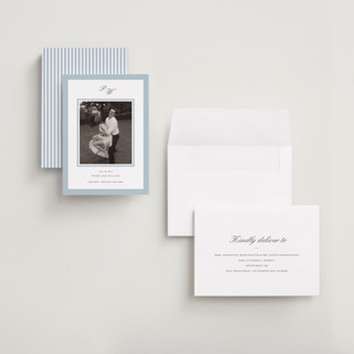 This is a sky save the date with standard by Sara Hicks Malone called briland printing on recycled smooth signature in grand