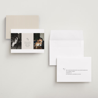 This is a dove save the date with standard by Olivia Kanaley Inman called parker printing on recycled smooth signature in grand