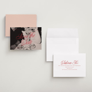 This is a crimson save the date with standard by Vera Lim called poster. printing on recycled smooth signature in grand