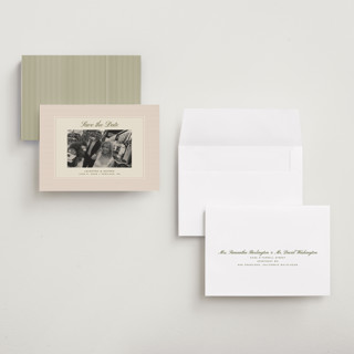 This is a blush save the date with standard by Ellen Schlegelmilch called hayden printing on recycled smooth signature in grand