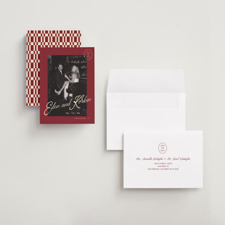This is a campari save the date with standard by Susan Zinader called cocktail hour printing on recycled smooth signature in grand