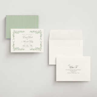 This is a mint save the date with standard by Melinda Denison called romantic garden printing on signature in grand