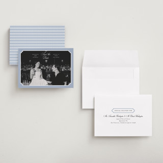 This is a neptune save the date with standard by Heather Schertzer called notched printing on recycled smooth signature in grand