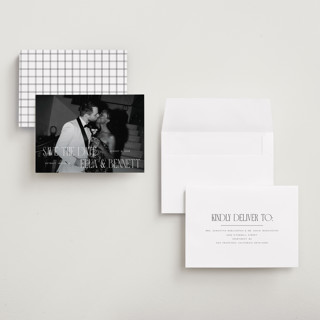 This is a snow save the date with standard by Pixel and Hank called gaze printing on recycled smooth signature in grand