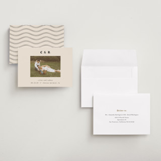 This is a ecru save the date with standard by AK Graphics called marmont printing on recycled smooth signature in grand