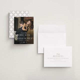 This is a quartz save the date with standard by Kristie Kern called the cinema printing on recycled smooth signature in grand