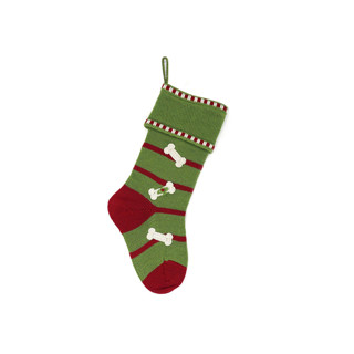 This is a green holiday decorations by Melange Collection called dog bone stocking - green in standard