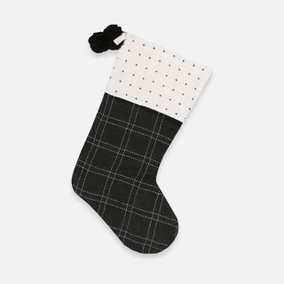 This is a black holiday decorations by Anchal called embroidered monochromatic holiday stocking - charcoal in standard