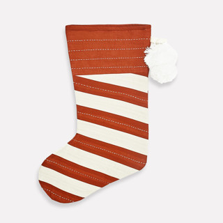 This is a red holiday decorations by Anchal called striped holiday stocking in standard