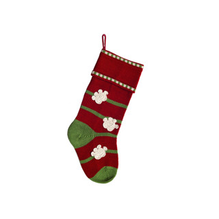 This is a red holiday decorations by Melange Collection called paw print stocking - red in standard